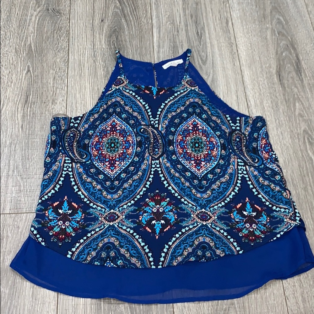 Charlotte Russe Blue Paisley Sleeveless Tank